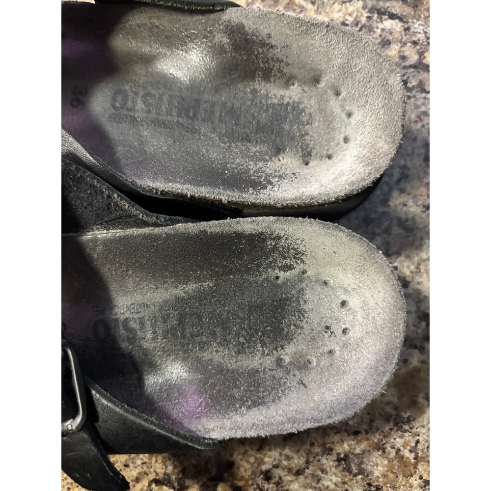 Mephisto Helen Black Leather Buckle Thong Sandals Womens Size 36 US 6 - Picture 2 of 7